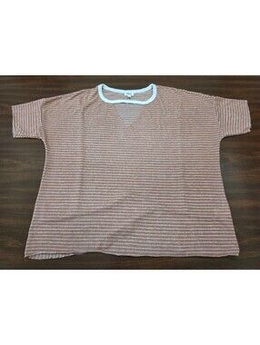 BKE Boutique Brown White Stripe Dolman Sleeve Knit Top Womens M Casual Boho Chic